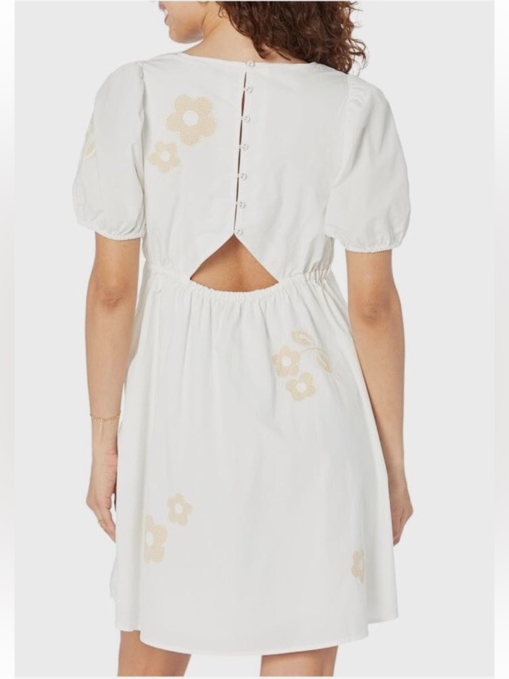 Madewell Annamarie Embroidered Mini Dress White Floral Gingham Puff Sleeve XS - Picture 5 of 13